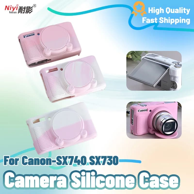 Custodia in Silicone per fotocamera per Canon SX740 SX730 custodia protettiva per fotocamera custodia completa borsa impermeabile con tappo di Base in pellicola di vetro