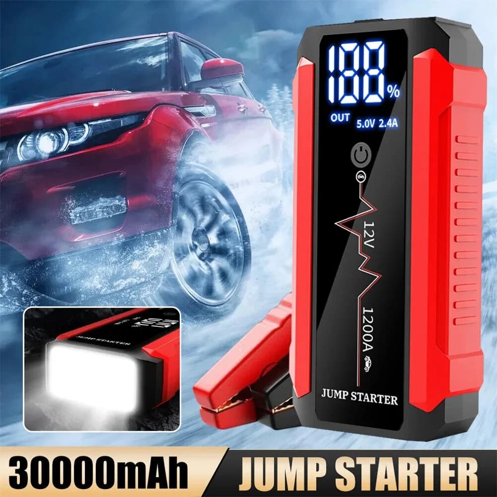 Batteria per auto da 30000 mAh Avviatore di emergenza 1200A Power Bank Caricatore rapido USB portatile con lampada a LED Booster di emergenza 12V