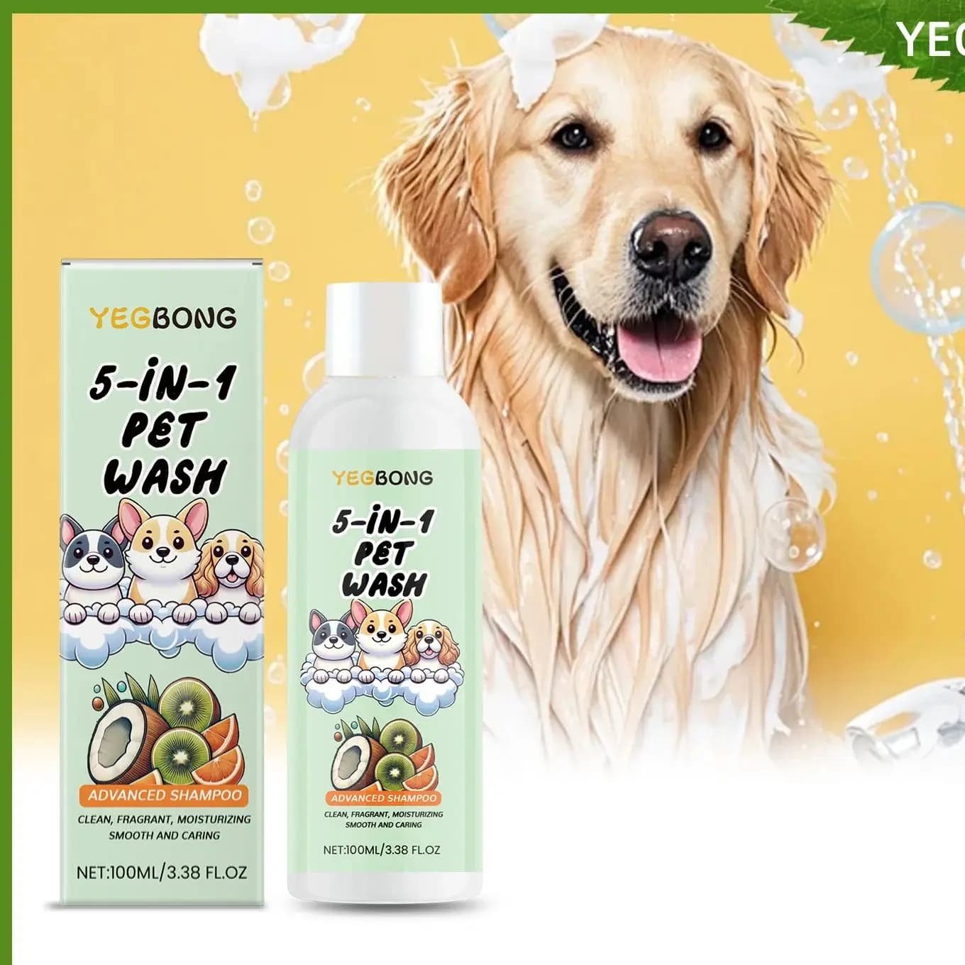 Shampoo per animali domestici 5 in 1 per cani e gatti, estratti botanici, nutrire, previene la tappetatura, facile pettinatura,