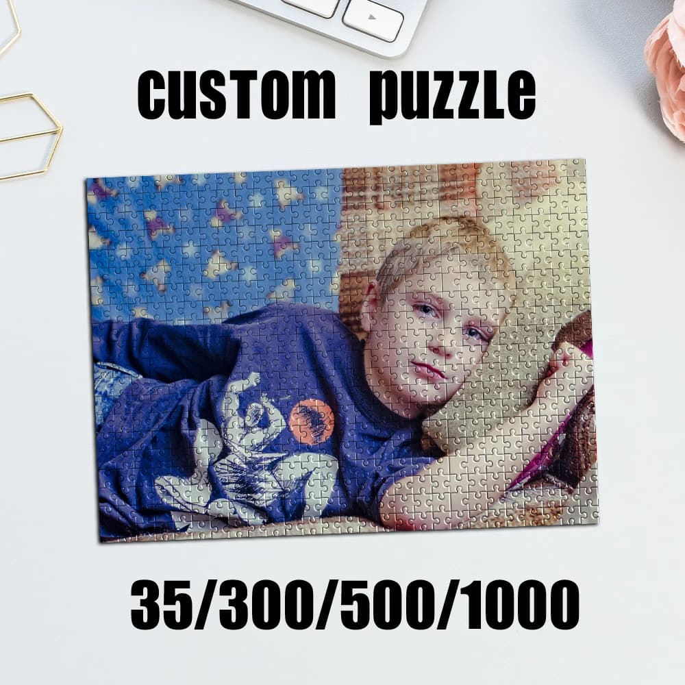 Puzzle Personalizzato con Foto 35/300/500/1000 Pezzi, Ritratto Personalizzabile per Regalo di Compleanno, Matrimonio, San Valentino