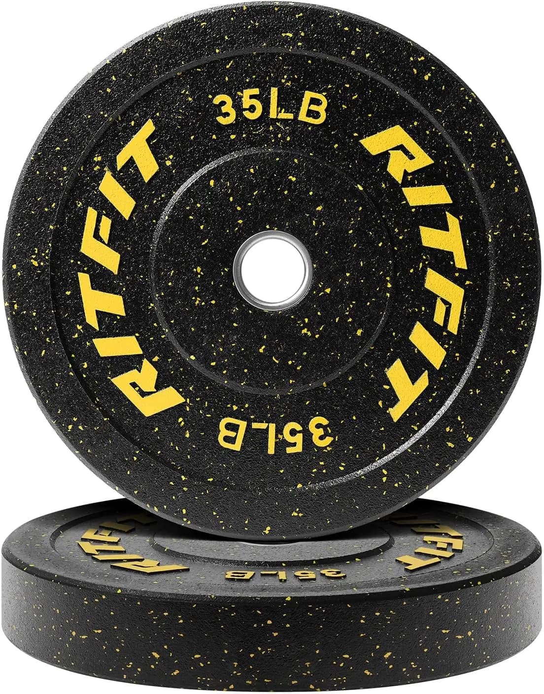 Piastre paraurti, piastre pesi in gomma a collo alto colorate con inserto in acciaio, piastre per pesi da 2 pollici per sollevamento pesi, 2 x35lb