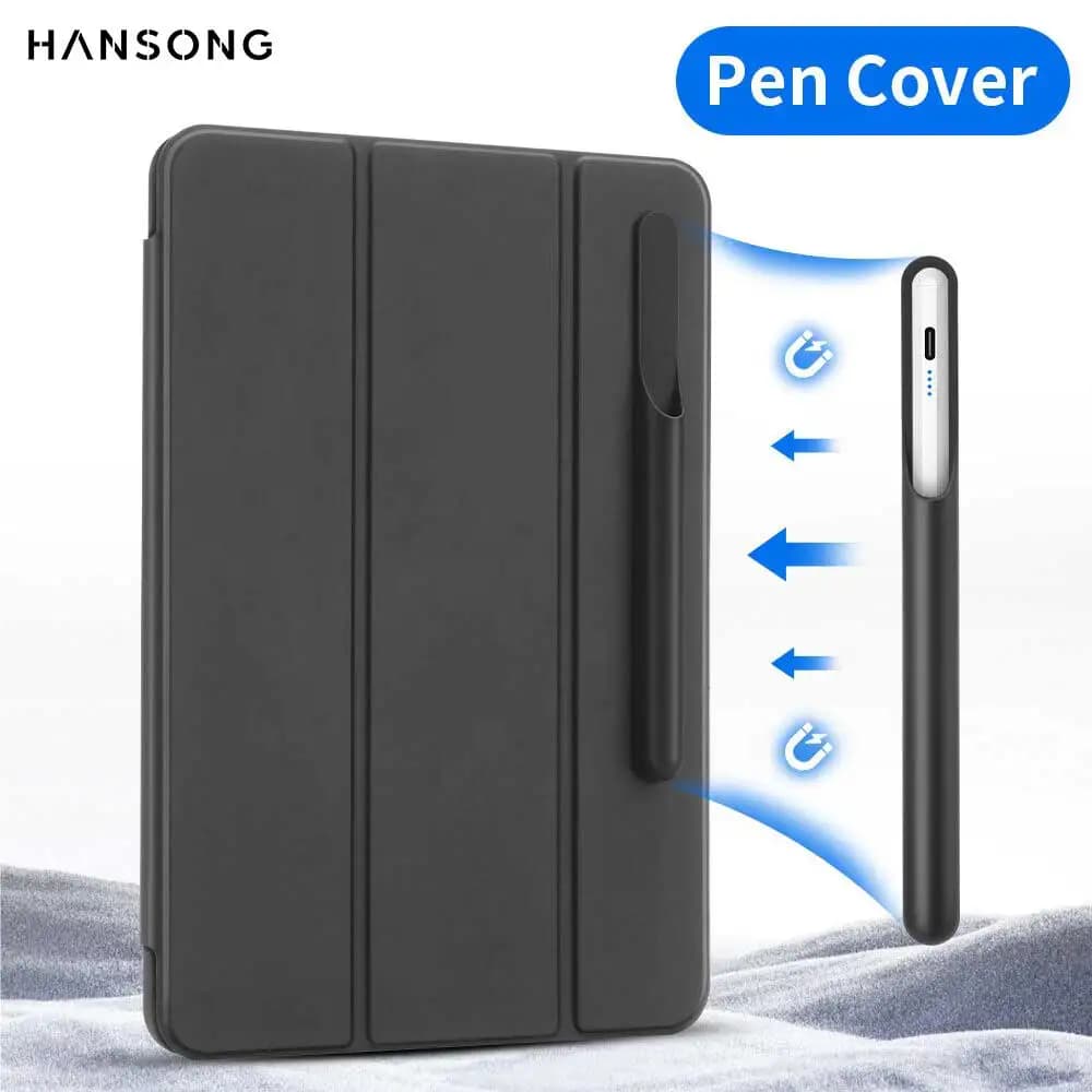 Custodia per penna Tilus Porta tablet con bastoncino in legno Custodia in silicone per portapenne protettivo per touch screen con aspirazione e autoadesivo
