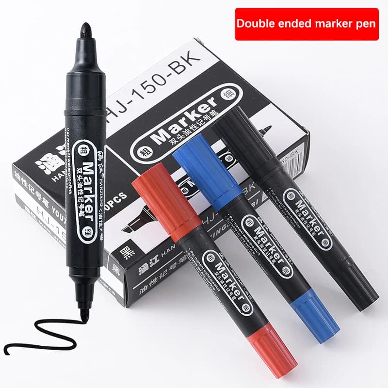 Pennarello oleoso grande a doppia testa Penna a testa grande Testa spessa impermeabile Non sbiadisce Pennarello Art Forniture per ufficio Cancelleria scolastica