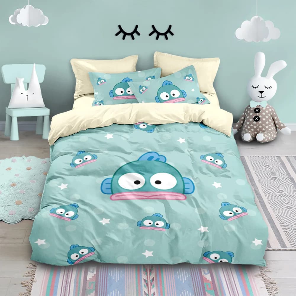 Set di biancheria da letto per bambini Clownfish, set copripiumino Hangyodon, set di biancheria da letto in stile domestico, set letto morbido, regalo per dormitorio studentesco