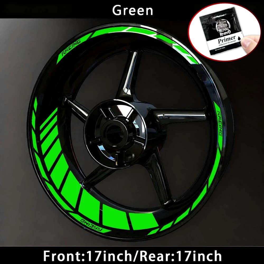 Set di 20 Adesivi per Ruote Moto da 17 Pollici, Logo Racing, Decalcomania per Cerchioni, Strisce per YAMAHA Honda Kawasaki Suzuki BMW KTM Triumph