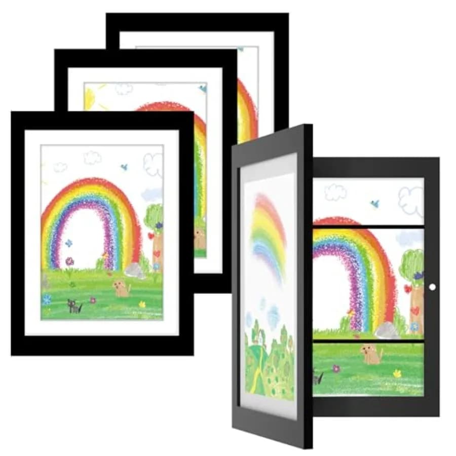 Set di 4 Cornici per Arte, Cornici per Opere d'Arte Intercambiabili con Supporto, Cornici per Esposizione con Apertura Frontale Contengono 100 Fogli di Carta, Artw