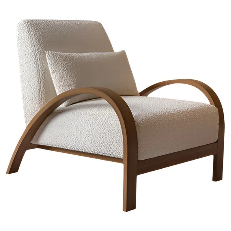 Poltrona Singola di Design Moderno Deluxe, Arredamento per la Casa, Struttura in Legno Massello, Cuscino in Schiuma con Braccioli, Sedia Imbottita da Salotto