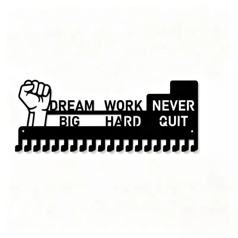 Metal Fist Wall Art - Inspirational Punching Bag Design Medal & Key Holder for Home Gym, Office or Entryway Decoration