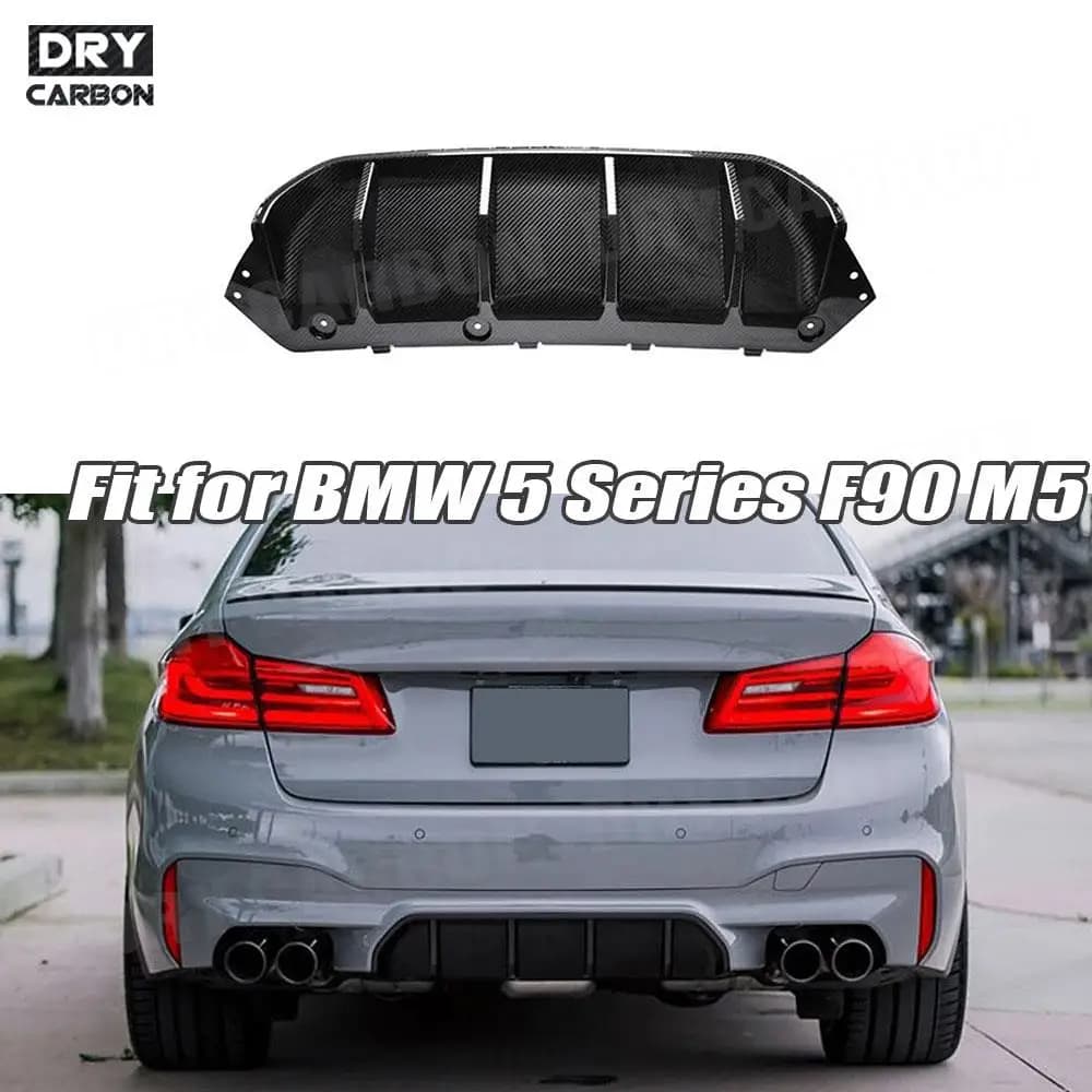 Dry Carbon Fiber Rear Bumper Diffuser Lip For BMW 5 Series F90 M5 Sedan 4 Door 2018 2019 Car Bumper Guard Accessories Tuning