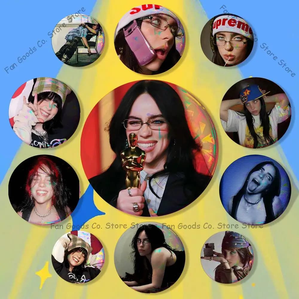 B-Billie Singer E-Eilish Badges Creative Tinplate Button Pins Brooch Creative Quotes Badge Clothes Backpack Jewelry Gift