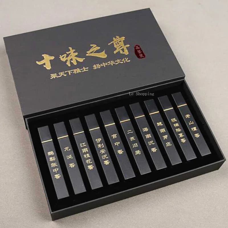 Confezione regalo con bastoncini di incenso a dieci gansi/Pera d'oca Hainan Agarwood Vietnam Nha Trang Legno di sandalo della vecchia montagna Purifica l'aria Joss Stick
