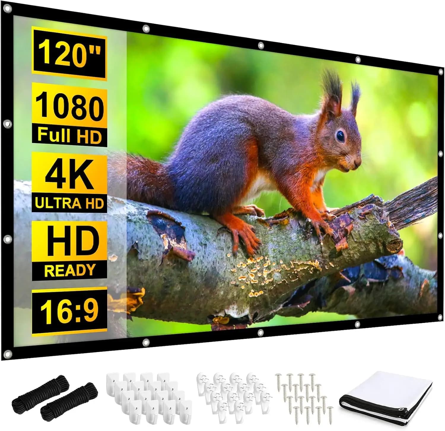 Schermo per proiettore da 120 pollici 16:9 pieghevole portatile per home theater, campeggio, feste