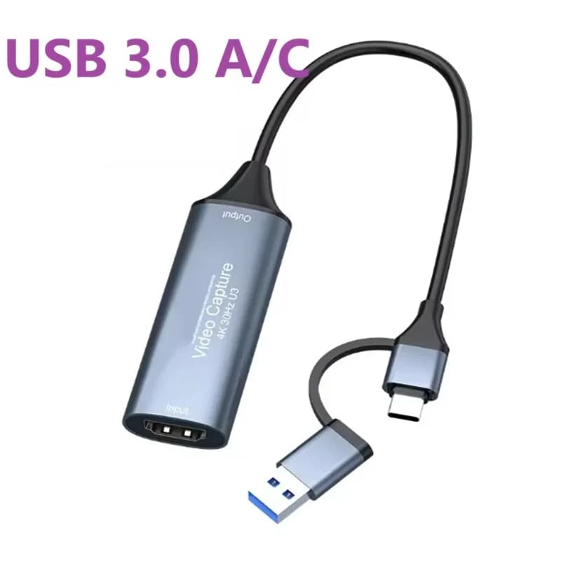 USB 3.0 2.0 4K HDMI video capture card to USB Type-c Grabber of games Record live streaming video recorder for Xbox PS4/5 Switch