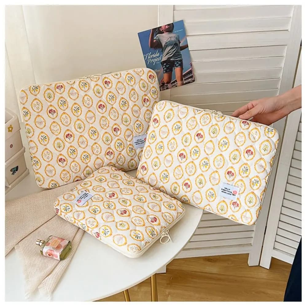 Nuova Custodia per Laptop da 11-15 Pollici alla Moda, Resistente all'Acqua, con Motivo Floreale, Borsa Protettiva per Computer con Cartoni Animati per Donne