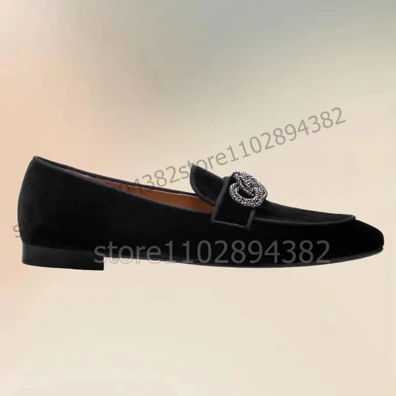 Crystal Chain Knot Decor Black Low Top Men Loafers Fashion Slip On Men Shoes Luxurious Handmade Party Office Men Casual Shoes