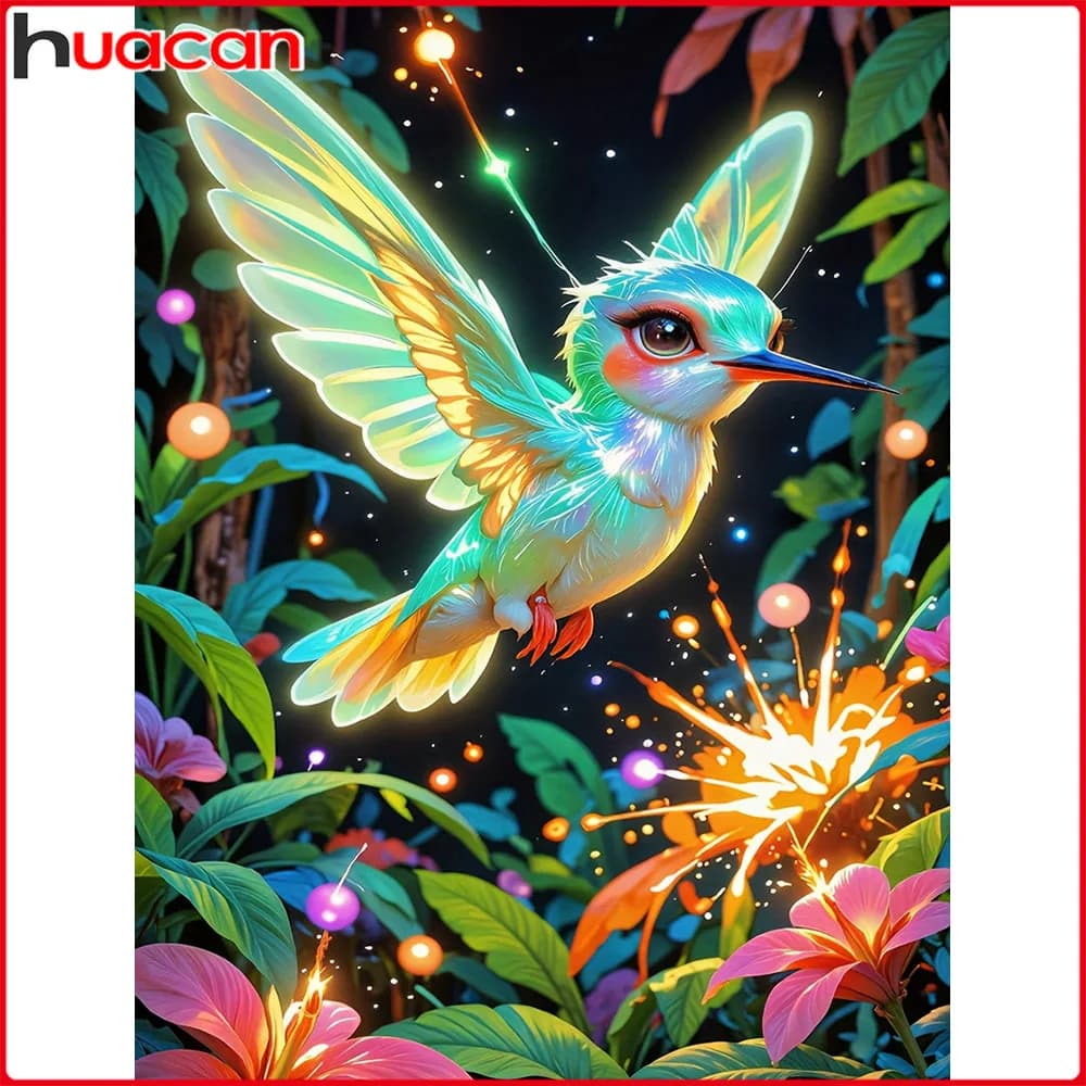 Huacan Pittura Diamantata Completa con Diamanti Quadrati e Rotondi, Ricamo Diamantato Uccelli e Fiori, Quadri Decorativi Artistici con Animali