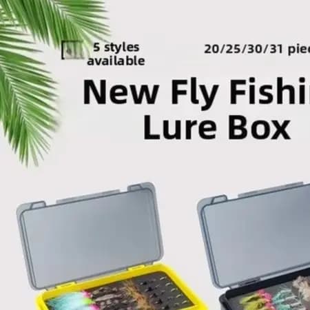For Trout Bass Fly Tackle Set with Dry Wet Nymph Flies Carbon Steel Hooks 16# to 1# 174x104x20mm Compact Storage Lure Box