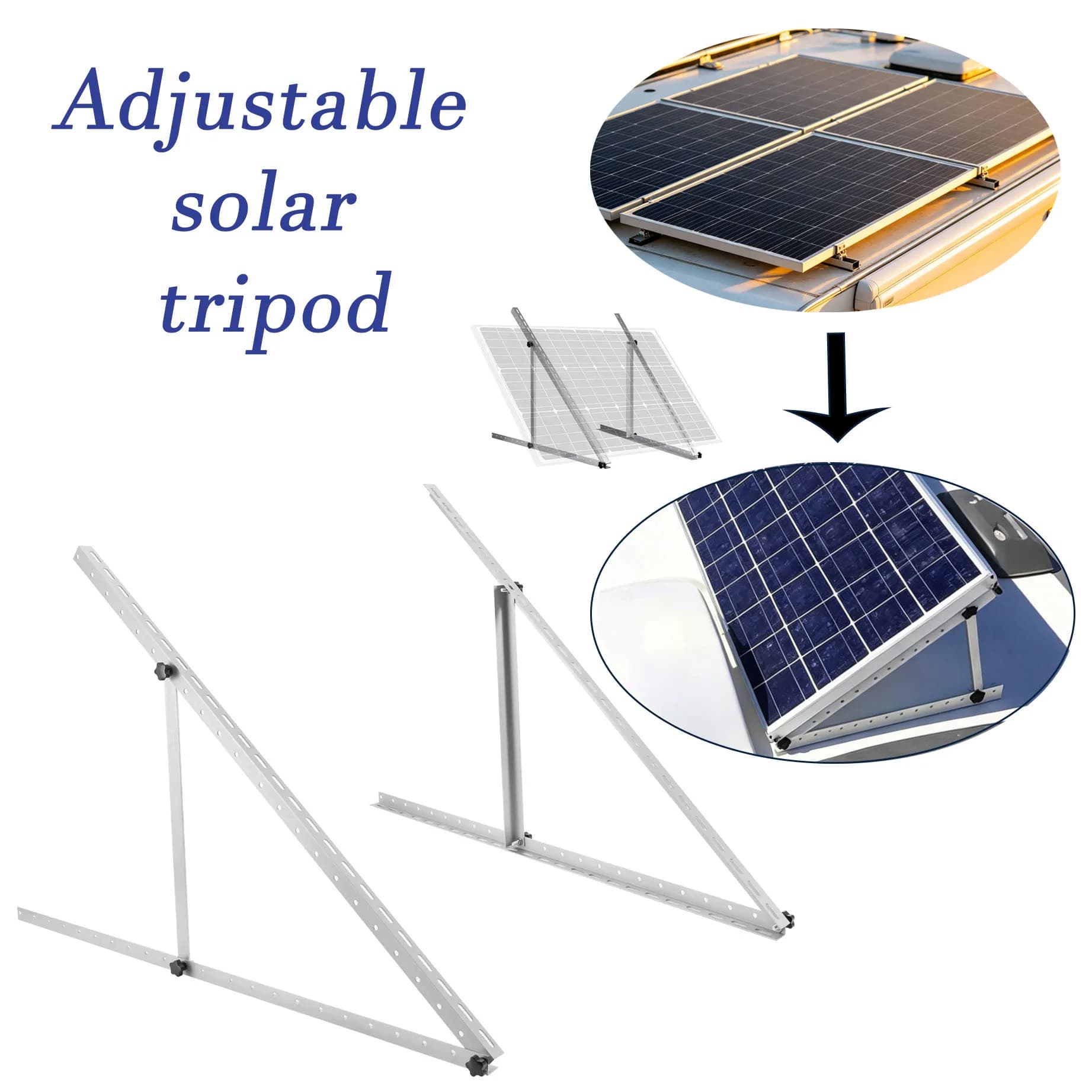 Staffa per Pannello Solare da 28 Pollici in Lega di Alluminio, Resistente alle Intemperie, Kit di Montaggio Inclinabile per RV, Yacht, Camper, Facile Installazione