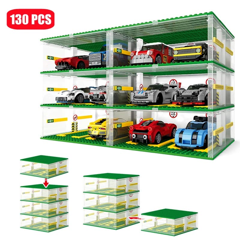 SEMBO BLOCK City Sports Cars Garage Building Blocks MOC Supercar Racing Parking Vehicle Immagazzinaggio Box Make by You Mattons Children' Toys