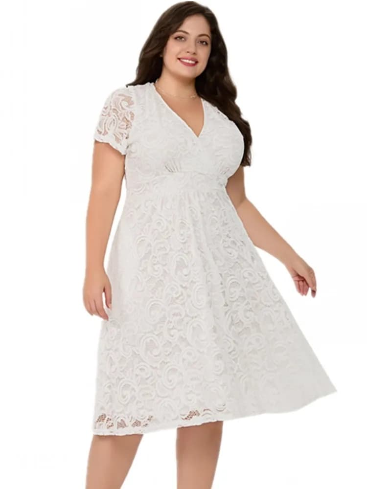 XL-5XL Plus Size Clothes Lace Dresses Women Robes Spring Summer Loose Street Casual 3XL Big Size Office Lady Ress Oversized