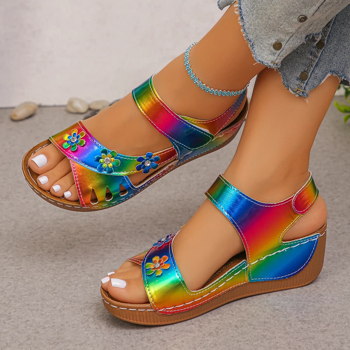 Summer Women Wedge Sandals Casual Ankle Strap Platform Sandals Women Comfortable Designer Shoes Outdoor Lightweight Women Shoes