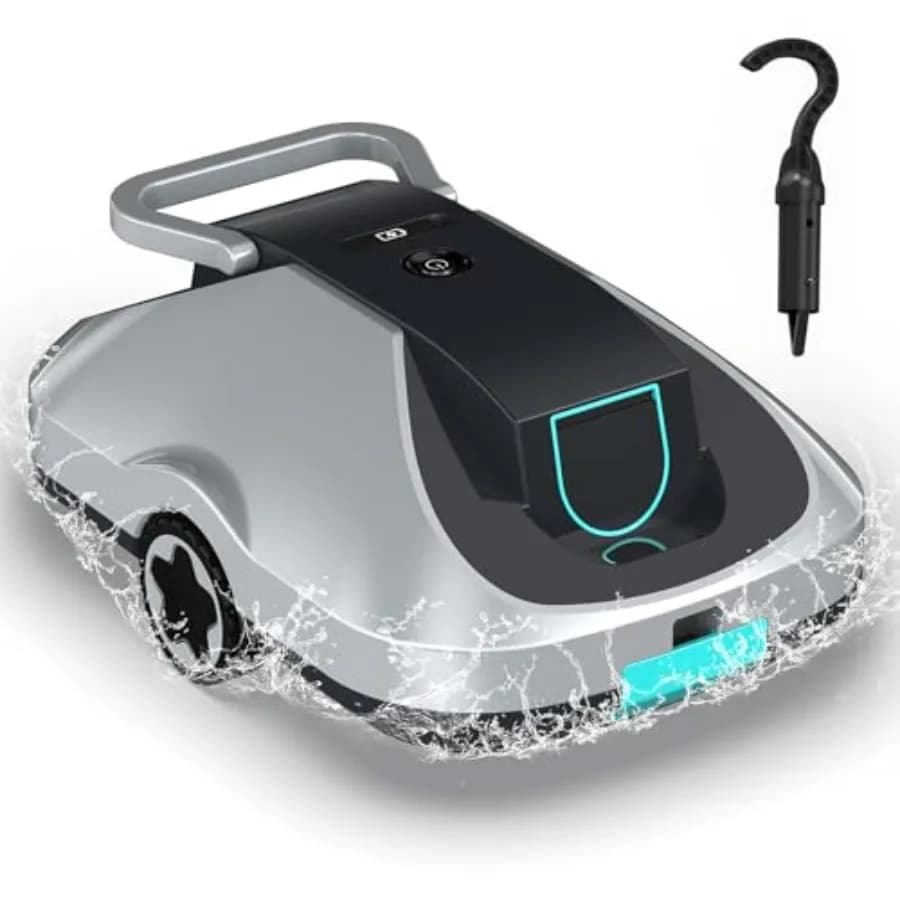 Robot Pulitore Piscina Senza Fili per Piscine Fuori Terra e Interrate, 200 Minuti di Autonomia, Robot Aspiratore Automatico per Piscina