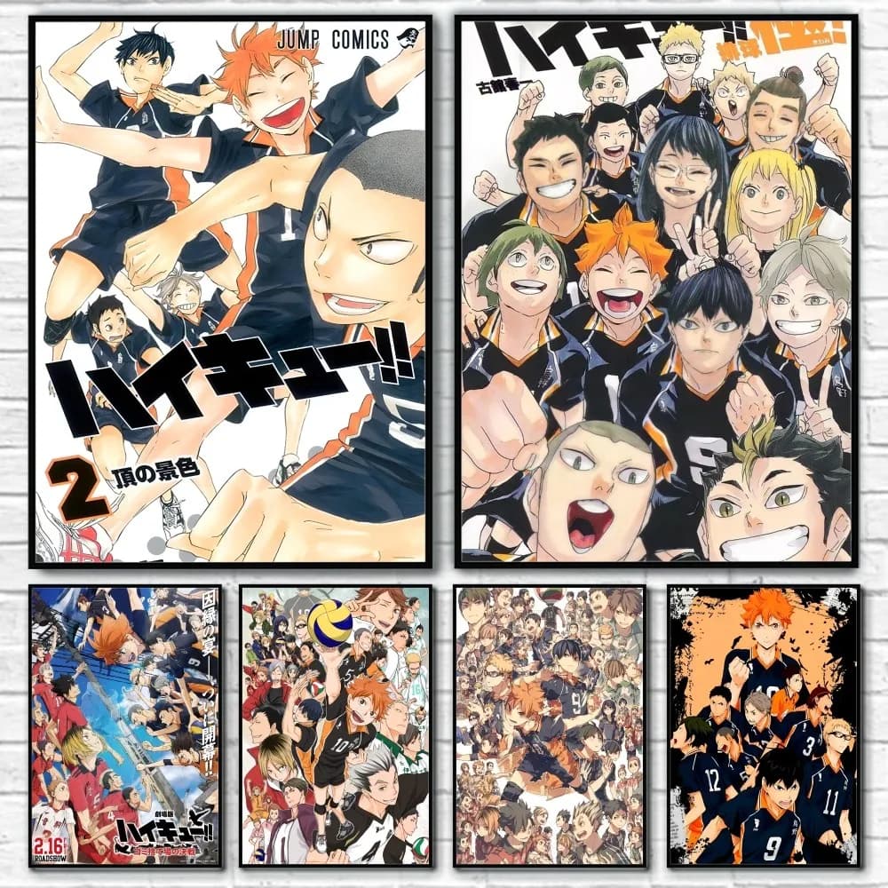 Haikyuu!! Karasuno Mercordo della squadra di pallavolo Poster Appiccicoso Stampa artistica da parete Impermeabile Casa Soggiorno Camera da letto Bar Decorazione estetica