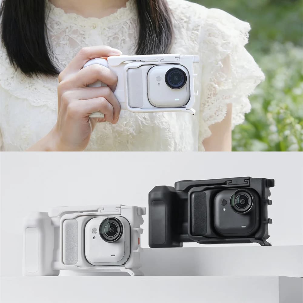 For Insta360 Go: Ultra Grip Grip Handle with Scatto Button, Double Cold Shoe, Street Ripening Set, Action Camera Protection