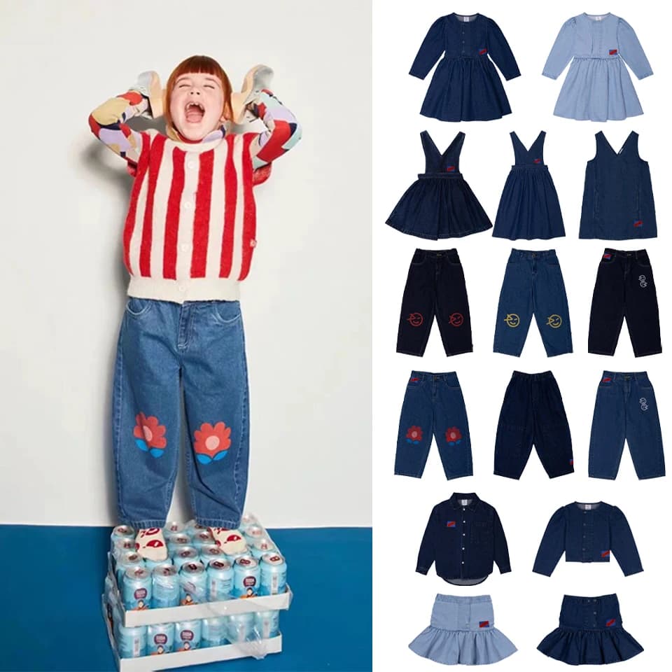 24AW Wyn Ragazze Abito in denim Tendenza moda Ragazzi Denim Pantaloni morbidi Ragazza Gonna con cinturino Gonna corta Bambini Abito a maniche lunghe Set di vestiti