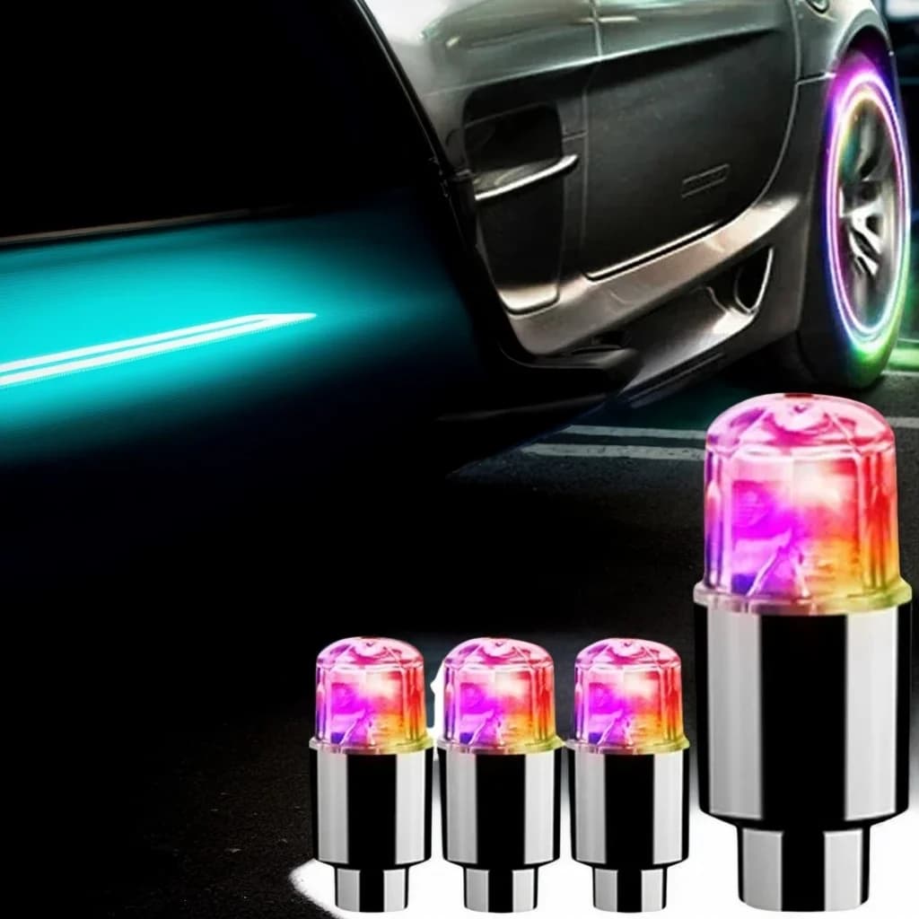 LED lights for bicycle tyre valve cap - Colorful flash lamps for bicycle accessories with light for air valve wheel for car tyres