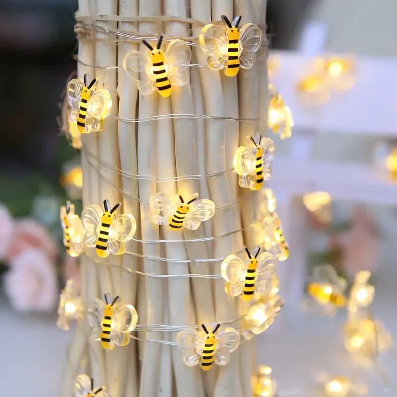 1pc 10/20/30 LED Cute Bee String Lights Luci da giardino alimentate a batteria per esterni interni Home Party Holiday Gift Decor