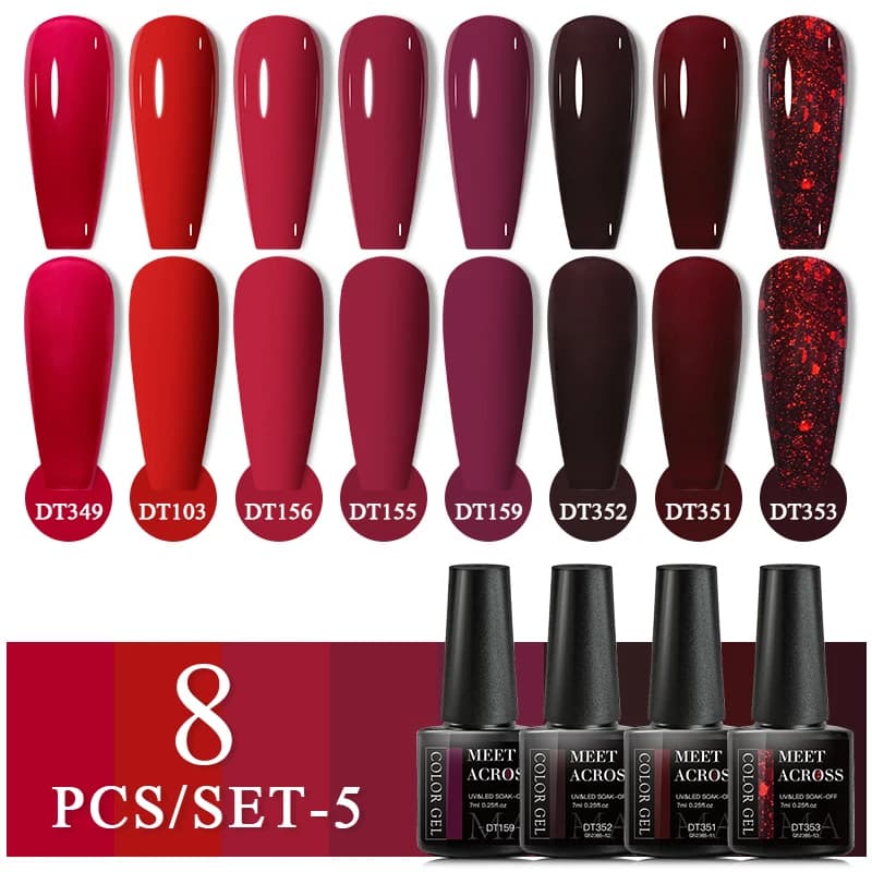 Incontra attraverso 6/8 pezzi Set Glitter Gel smalto per unghie autunno inverno smalto per unghie Semi permanente Soak Off Kit Gel UV lacca per unghie