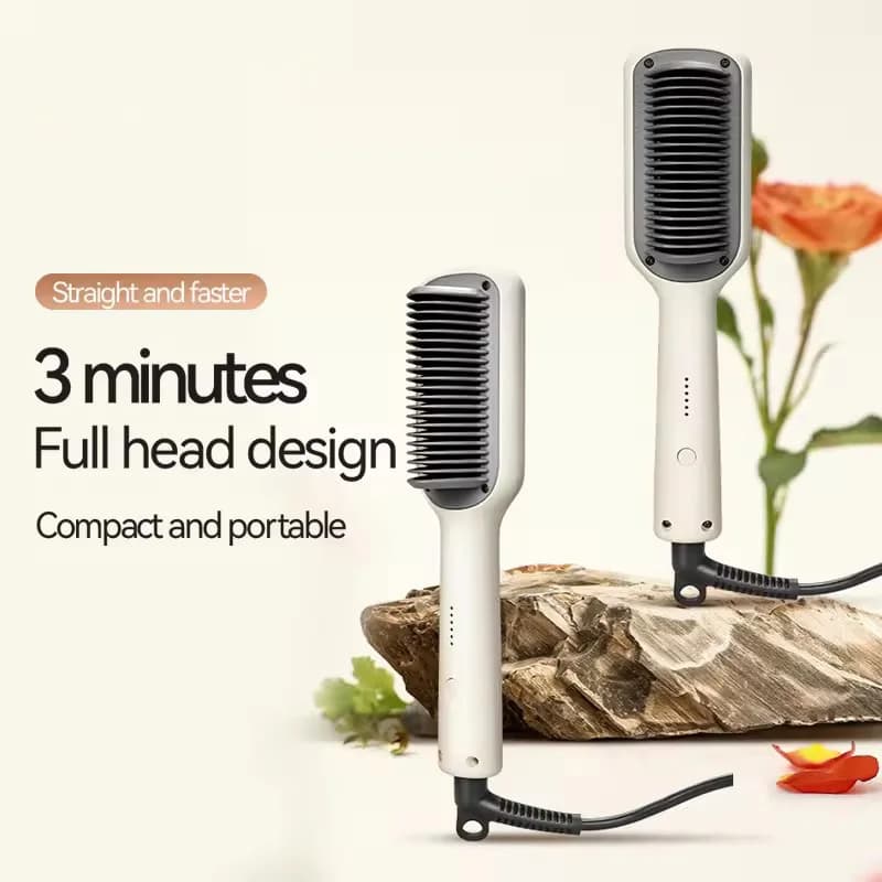 Brush 2-in-1 for Hair and Barba, Plate and Hair, 5 Temperatures, PTC Heating, Ceramic, Negative Ions, Styling Tool