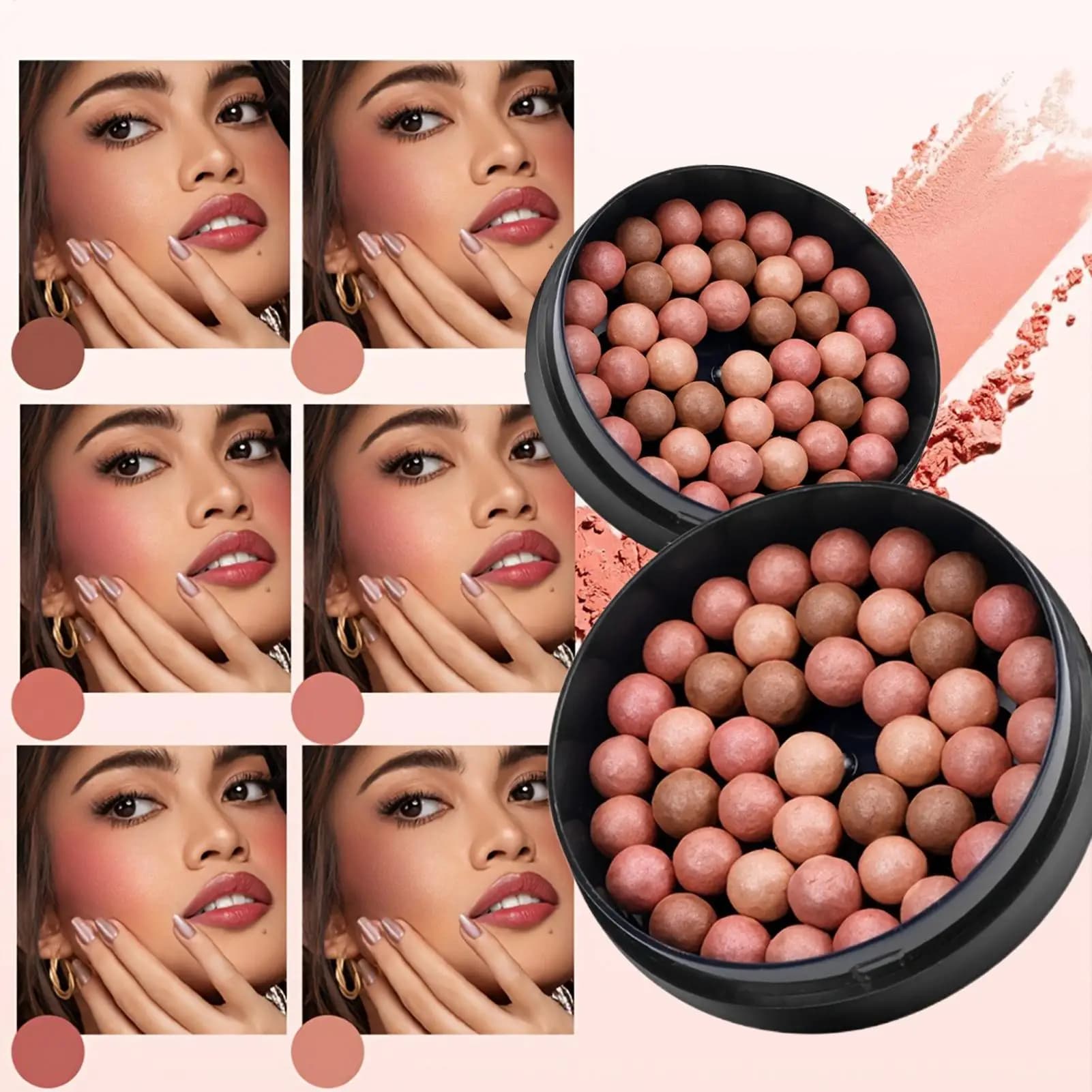 Long Lasting Roll-on Blush Shimmer Matte Finish With Brush 3D Glossy Texture Face Makeup For Daily Makeup Rich In Texture
