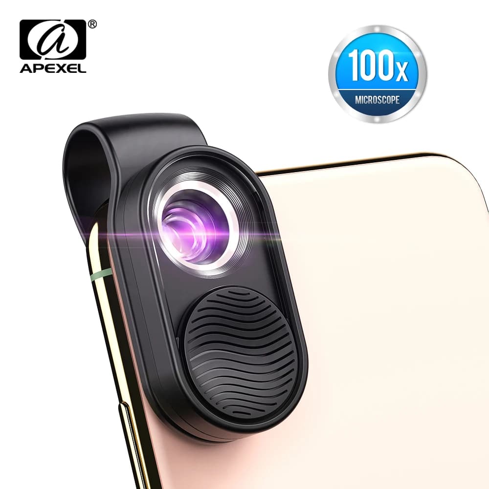 APEXEL100X lente per microscopio digitale macro mobile LED Fill Light micro lenti tascabili per iPhonex xs max Samsung tutti gli smartphone