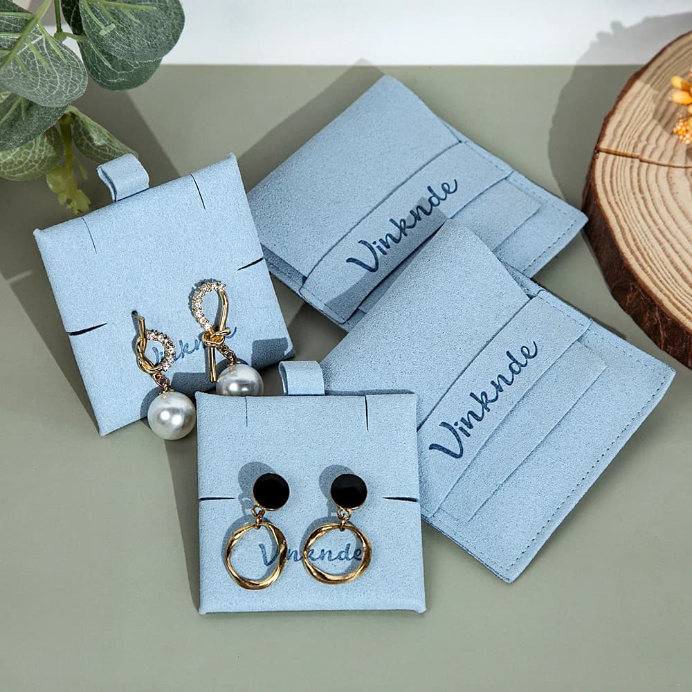 Pack of Custom Jewelry Bags Microfiber Velvet Bags Gift Envelope for Earrings Rings Necklace with inner case