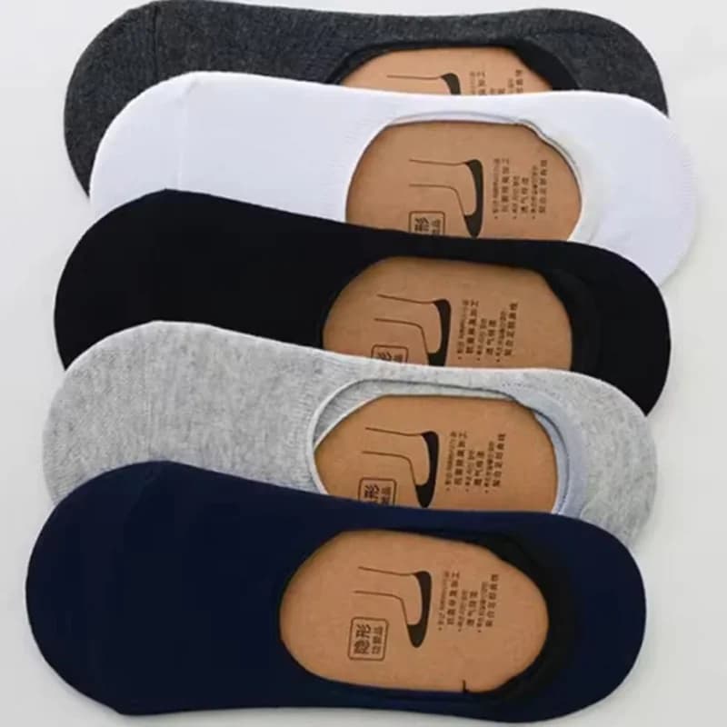 5 pairs of men's cotton boat socks summer autumn breathable socks invisible silicone anti slip slippers men's socks sports