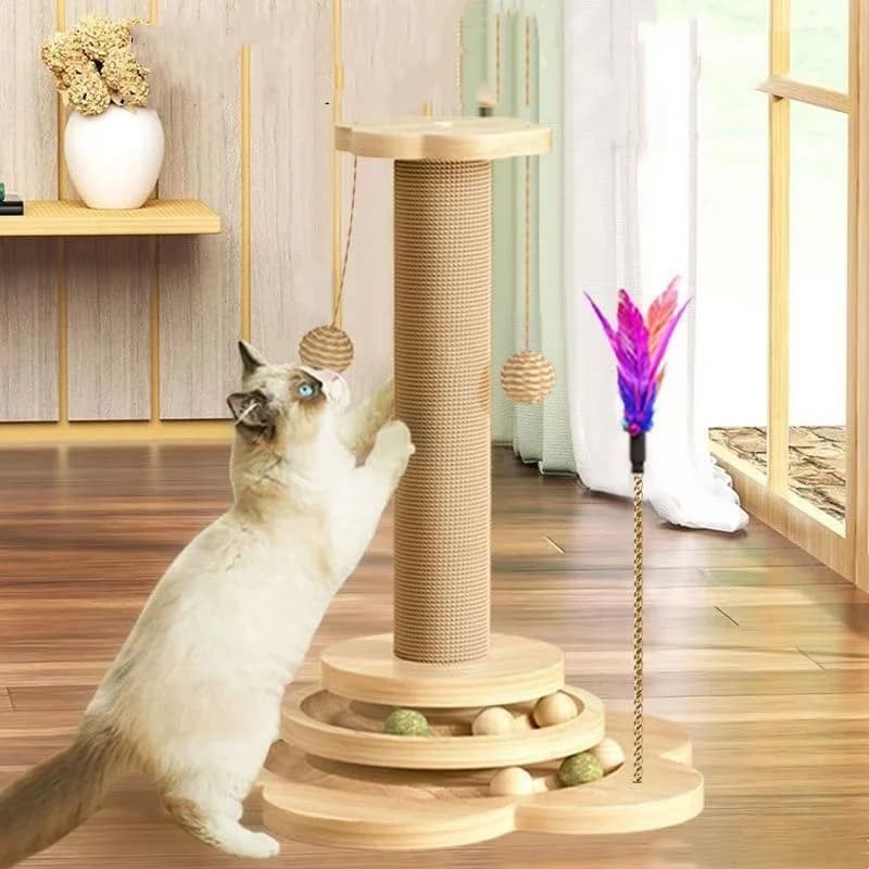 Tiragraffi Girevole per Gatti in Sisal Resistente, Colonna Tiragraffi, Struttura per Arrampicata, Articolo per Gatti