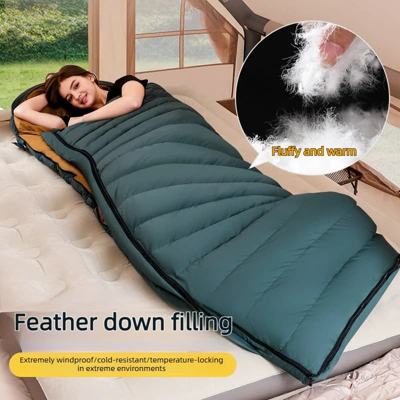 Pelo pouch with White Goose Feather Hood for Adults, Waterproof for Autumn and Winter Camping, Hot Pelo Bag for Interior