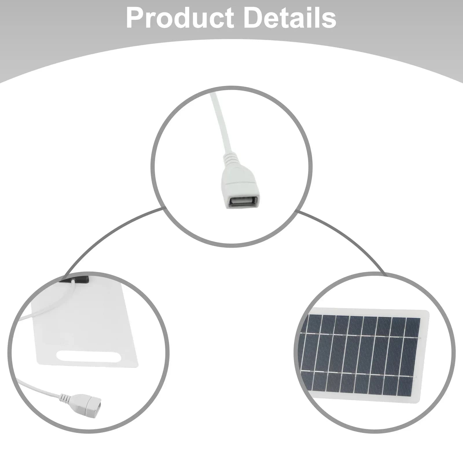 Pannello solare portatile bianco nero da campeggio Pannello solare portatile impermeabile a vita per telefono cellulare con porta di uscita impermeabile V