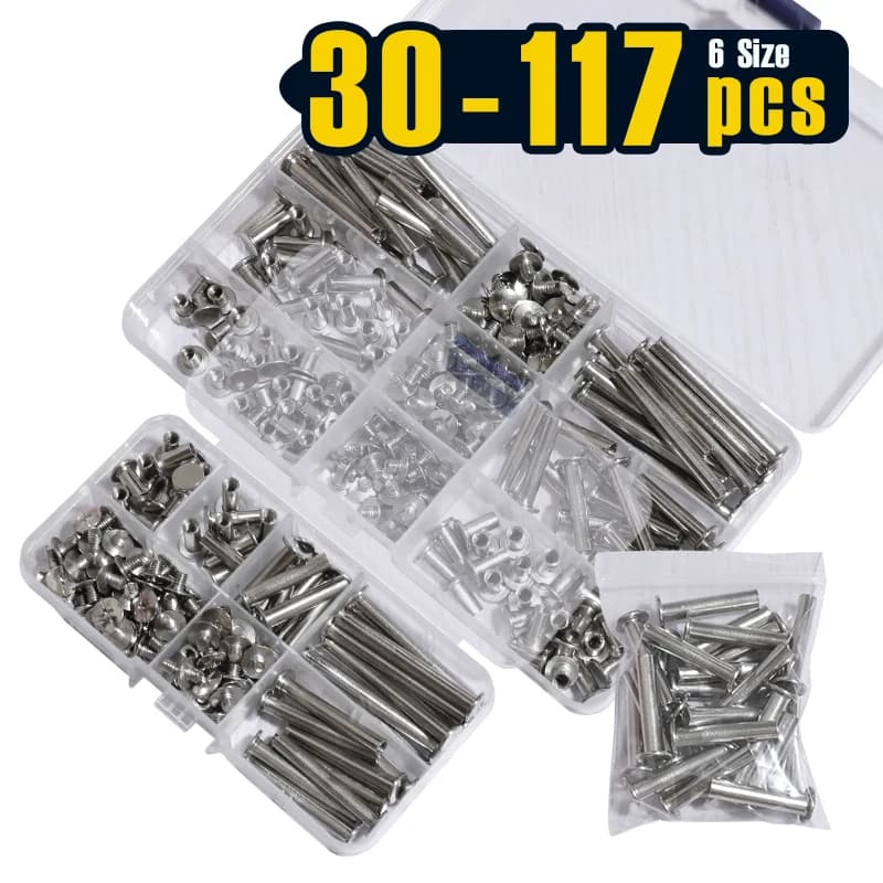 Phillips Chicago Binding Screws Posts,Scrapbook Photo Albums Binding Assorted Kit 6 Sizes for Leather Saddles Purses Belt Repair