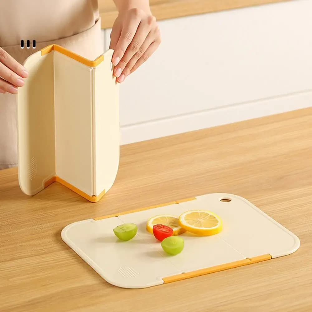 Tagliere Pieghevole 3 in 1 in PP per Alimenti, Antiscivolo, con Piastra per Macinare, per Cucina e Campeggio