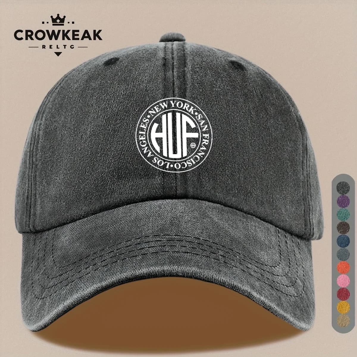 1pc HUF Vintage Distressed Baseball Cap for Men & Women - Adjustable Snapback Trucker Hat, Lightweight Retro Unisex Outdoor Cap