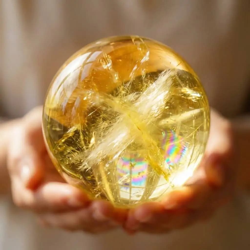 Natural Citrine Crystal Sphere Ball 2.4-3.1in with Wood Base Large Handmade Golden Yellow High Quality Orb Wooden Stand Display Home Decor Desk Ornament Office Decor Room Decor Bedroom Decor Table Centerpiece Collectible Specimen Feng Shui Ball Lucky Gift
