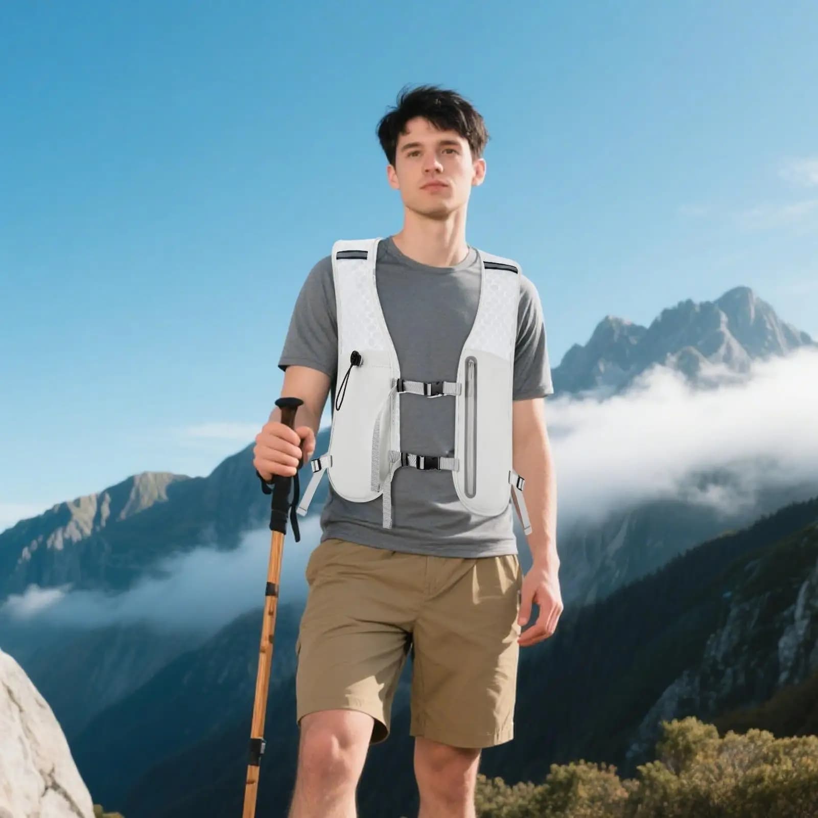 Running hydration vest Adjustable running water vest hydration package Phone bag Anti-slip pectoral bag Bicycle camping equipment