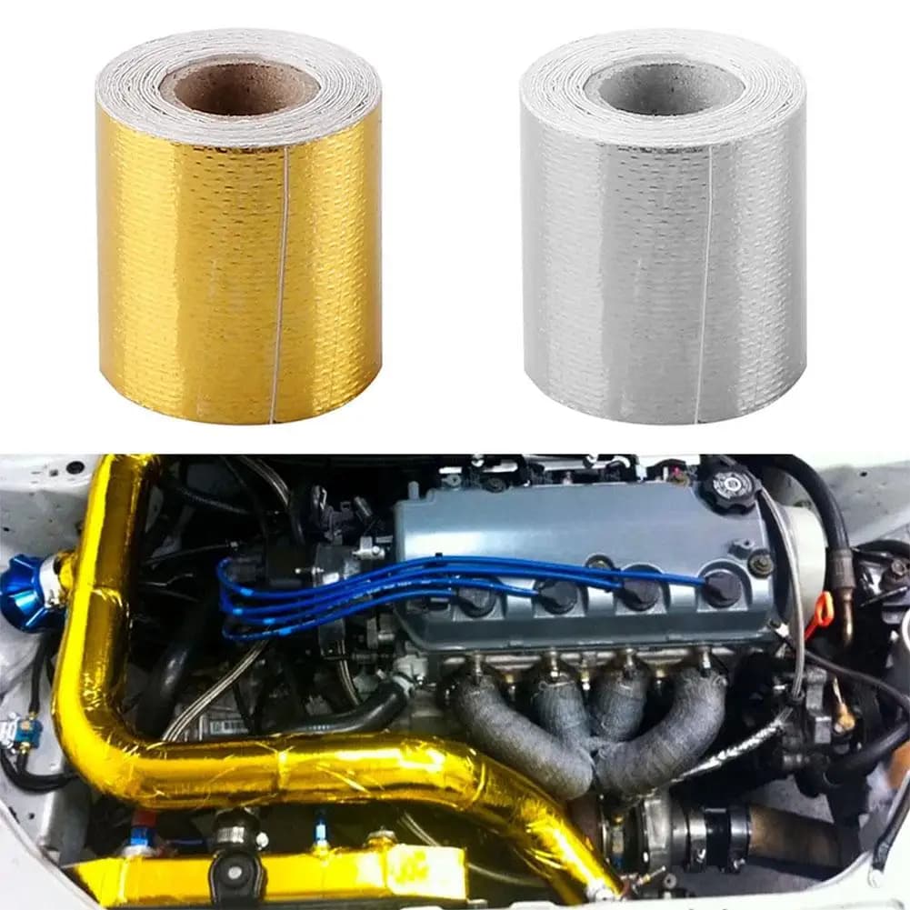 Nastro autoadesivo riflettente Oro/Argento Fasciatura ad alta temperatura Rotolo x Calore 50mm Wrap Nastro isolante universale 10M T1P9