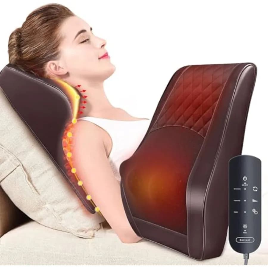 Massaggiatore per Schiena e Collo con Calore, Cuscino Massaggiante Shiatsu per Alleviare il Dolore, Massaggiatori per Collo, Schiena, Spalle e Gambe, Regalo di Natale