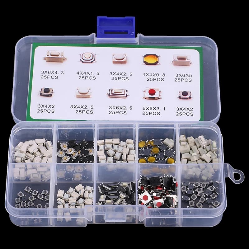 250 pz/set 10 tipi interruttore a pulsante tattile chiavi per auto Kit microinterruttore tattile con telecomando