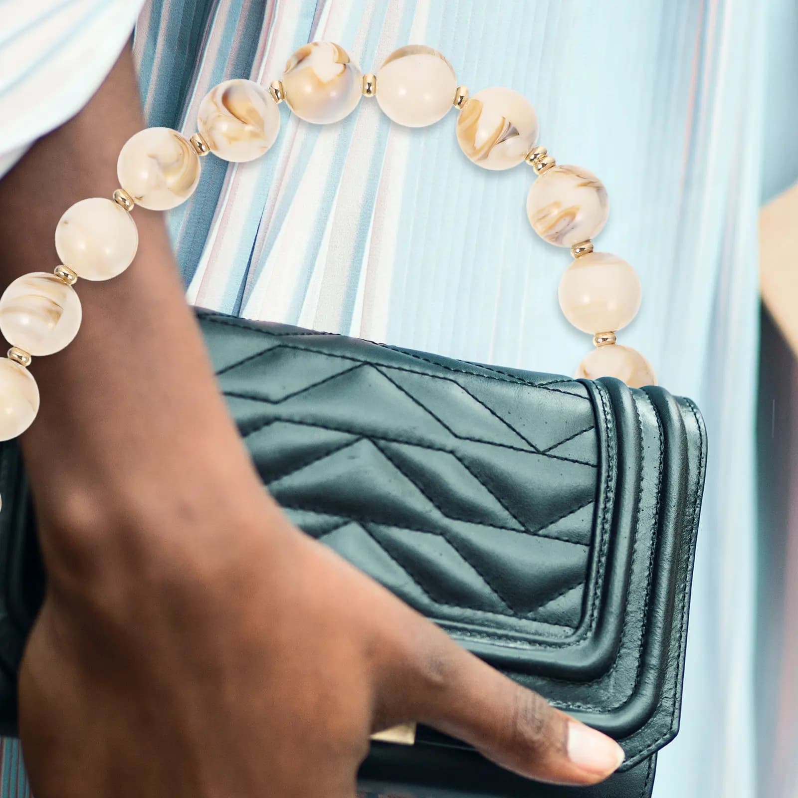 Beaded Handbag Chain Strap Replacement for Clutch Mini Tote Bucket Evening Bag Easy Buckle Attachment Comfortable All Season Use