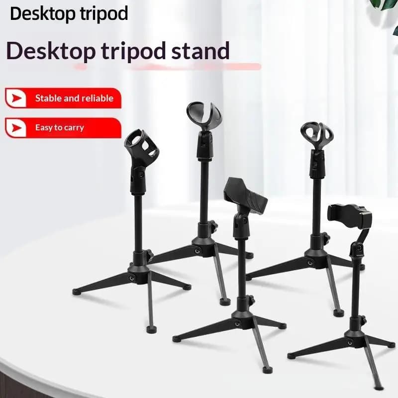 Supporto da Tavolo Portatile Leggero e Regolabile per Microfono, Treppiede da Scrivania con Clip